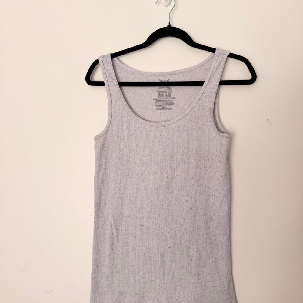 CLASSIC Faded Glory light grey speckled ribbed must-have tank top, Size XL (16-1